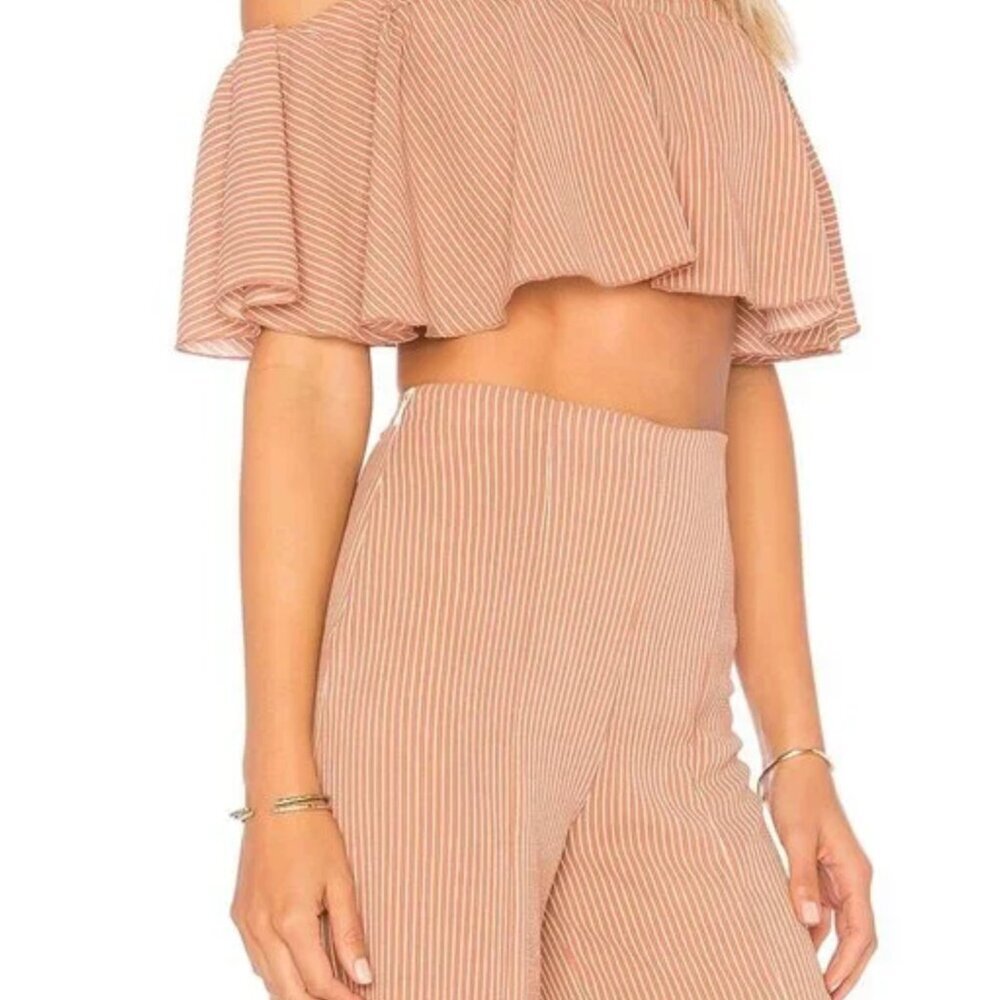 Revolve Ellejay Two Piece Matching Pant Set Tan/W… - image 5